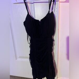 Elegant Black Ruched Mini Dress